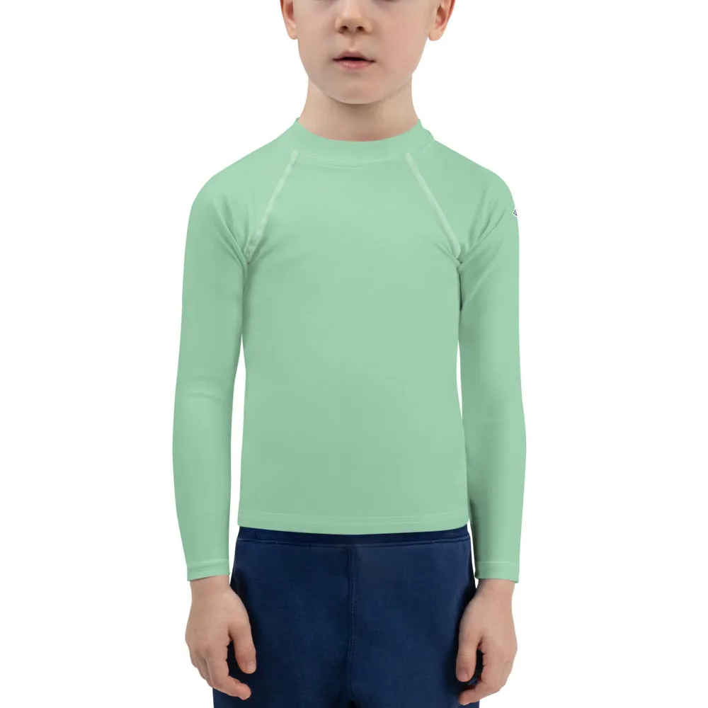 Wave Rider Essential: Solid Color Rash Guards for Young Boys - Vista Blue