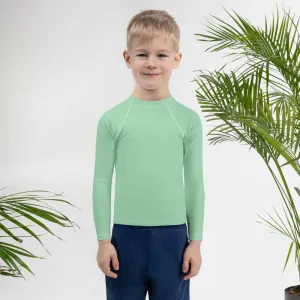 Wave Rider Essential: Solid Color Rash Guards for Young Boys - Vista Blue