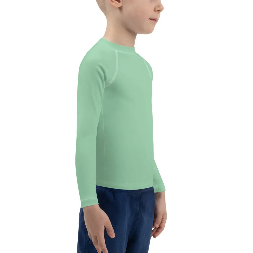 Wave Rider Essential: Solid Color Rash Guards for Young Boys - Vista Blue