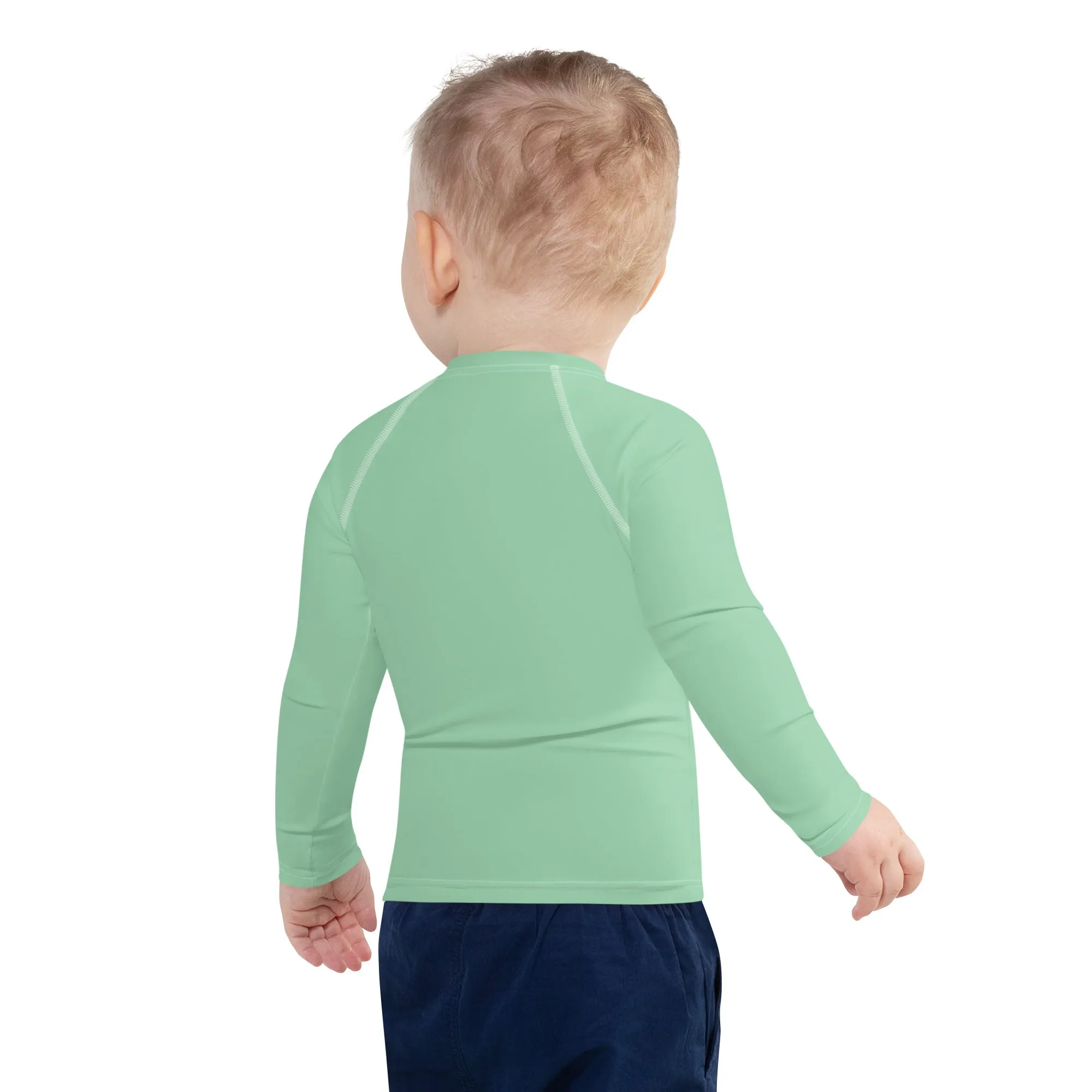 Wave Rider Essential: Solid Color Rash Guards for Young Boys - Vista Blue