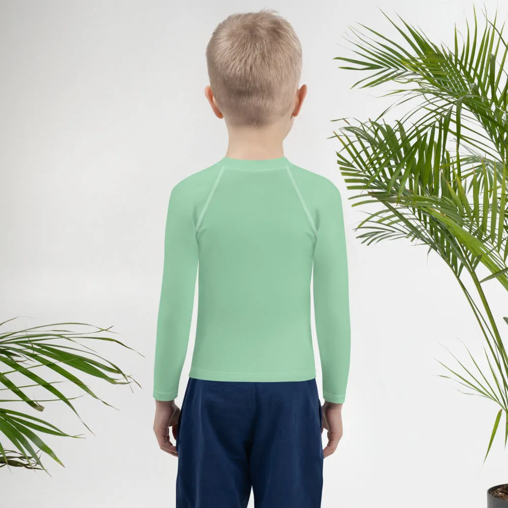 Wave Rider Essential: Solid Color Rash Guards for Young Boys - Vista Blue