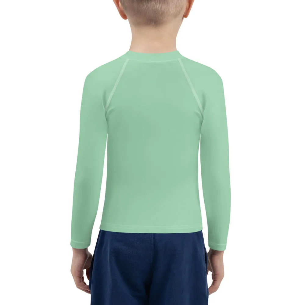 Wave Rider Essential: Solid Color Rash Guards for Young Boys - Vista Blue