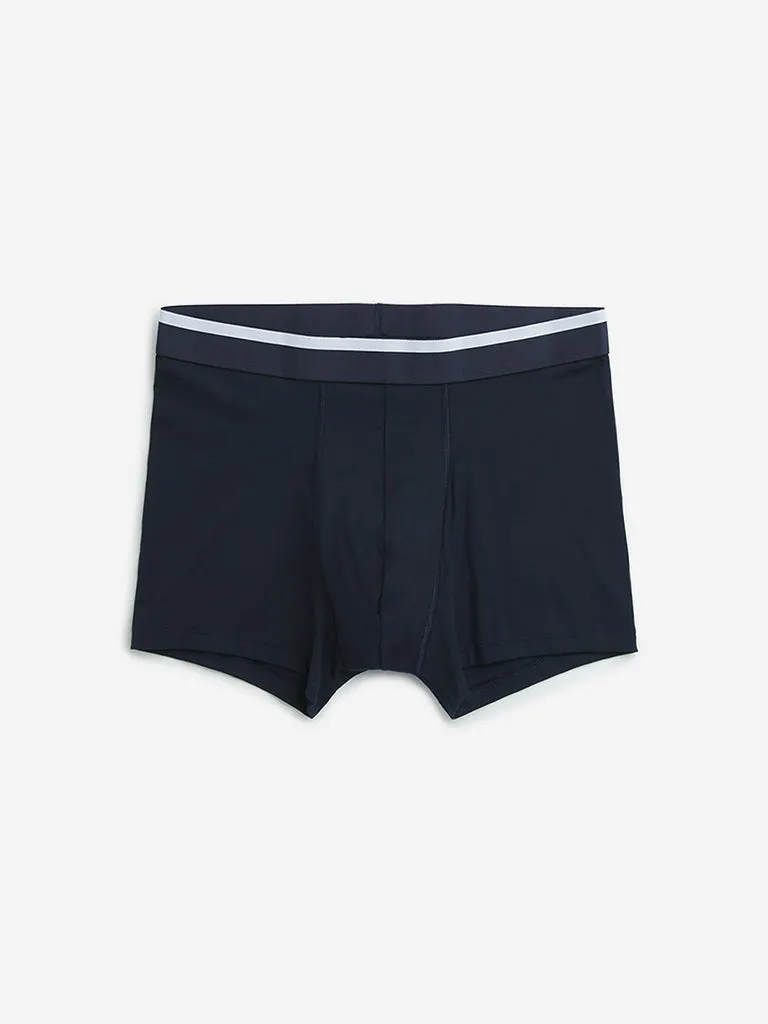 WES Lounge Navy Cotton Blend Trunks - Pack of 3