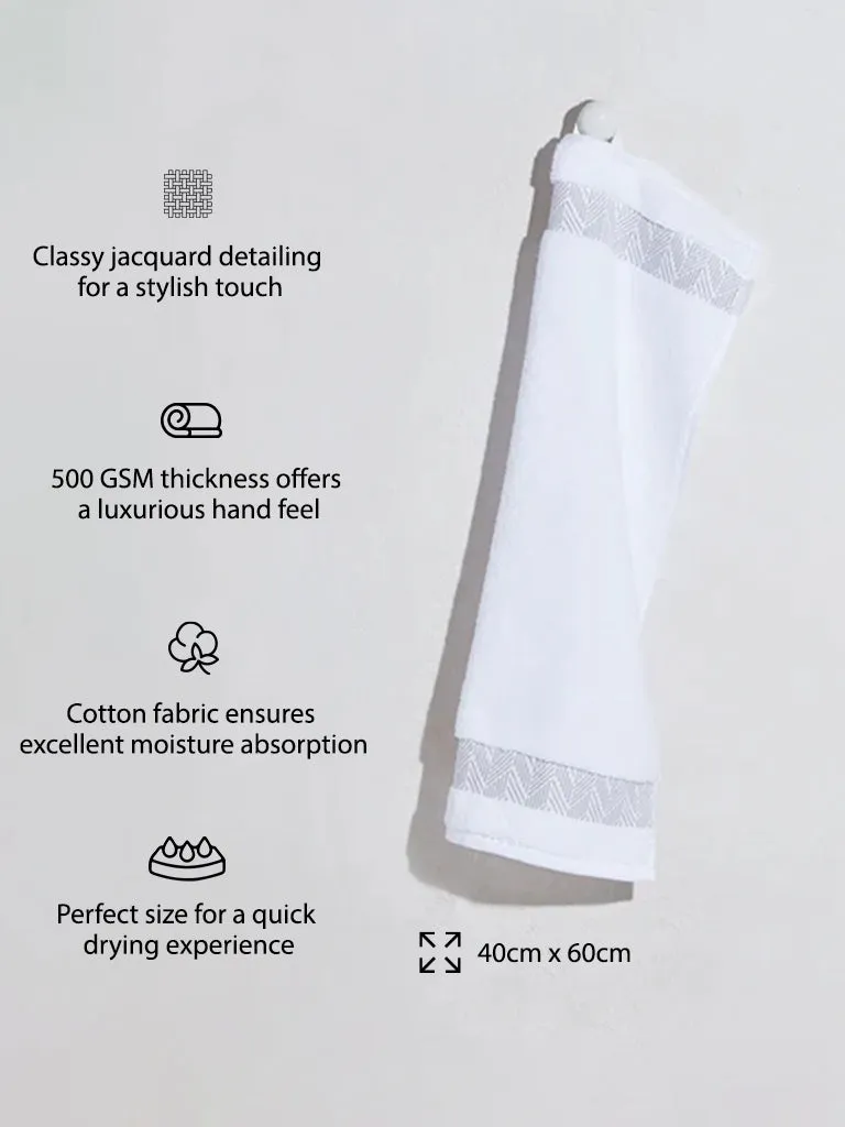 Westside Home White Jacquard Detailed Hand Towel