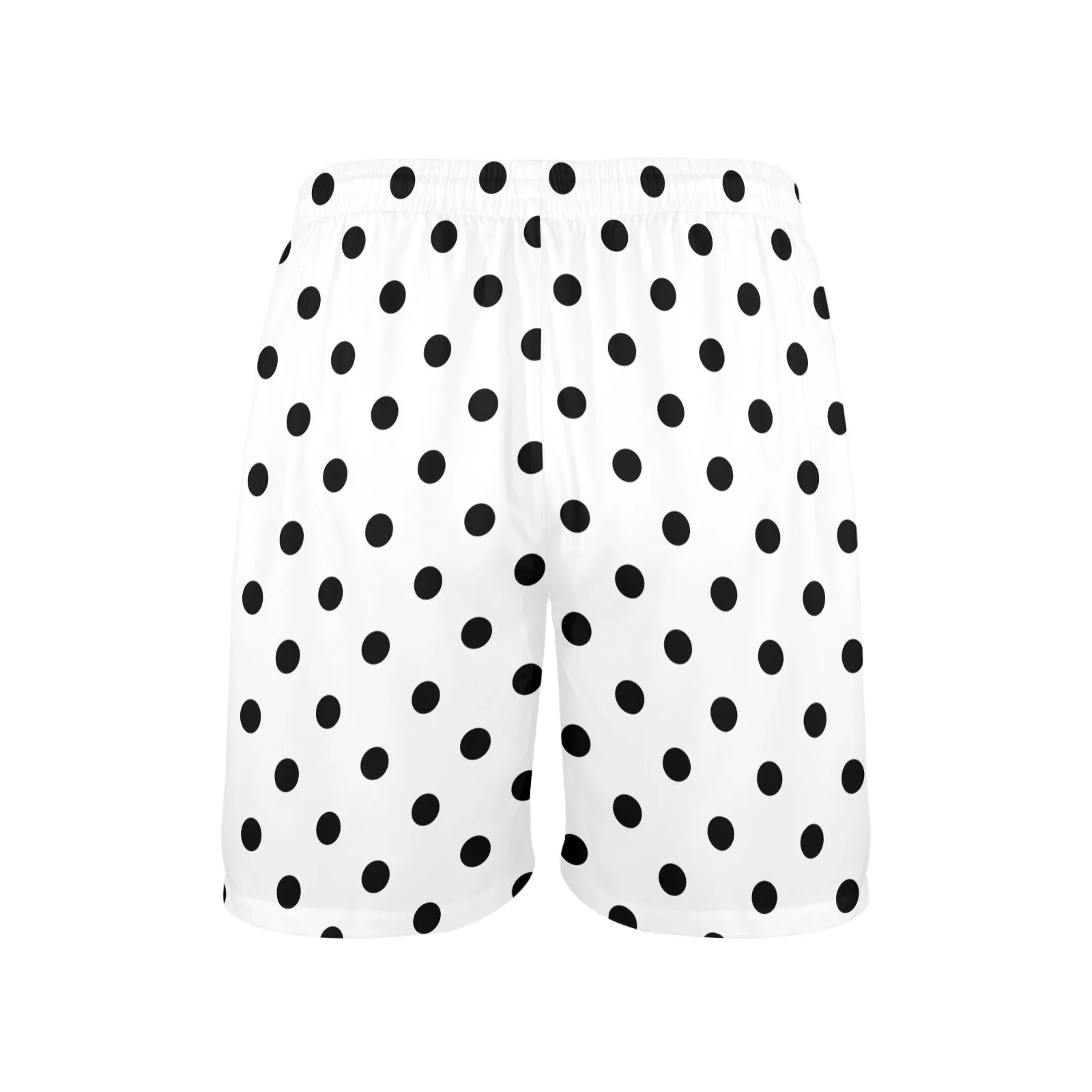 White With Black Polka Dots Men's Swim Trunks Swimsuit