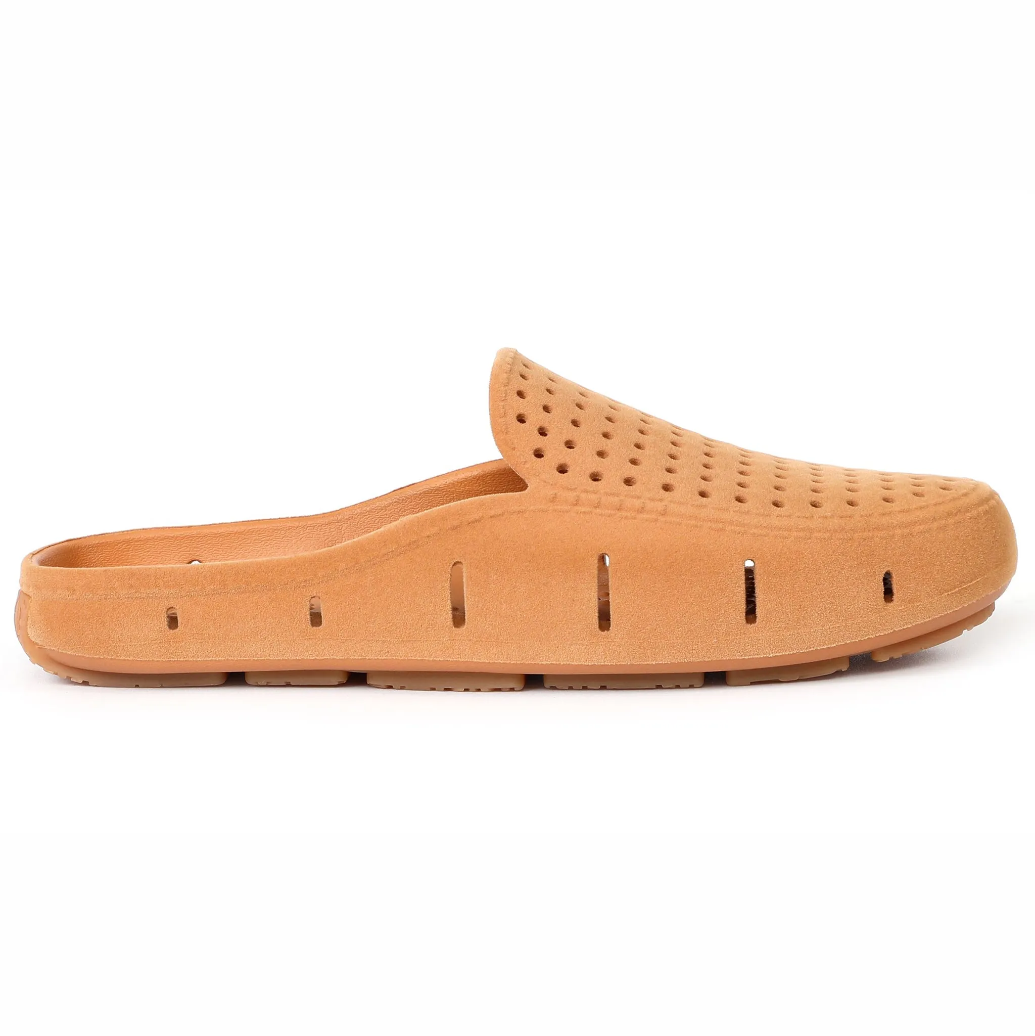 WOMENS COGNAC VEGAN SUEDE SUNSET SLIDE 3.0