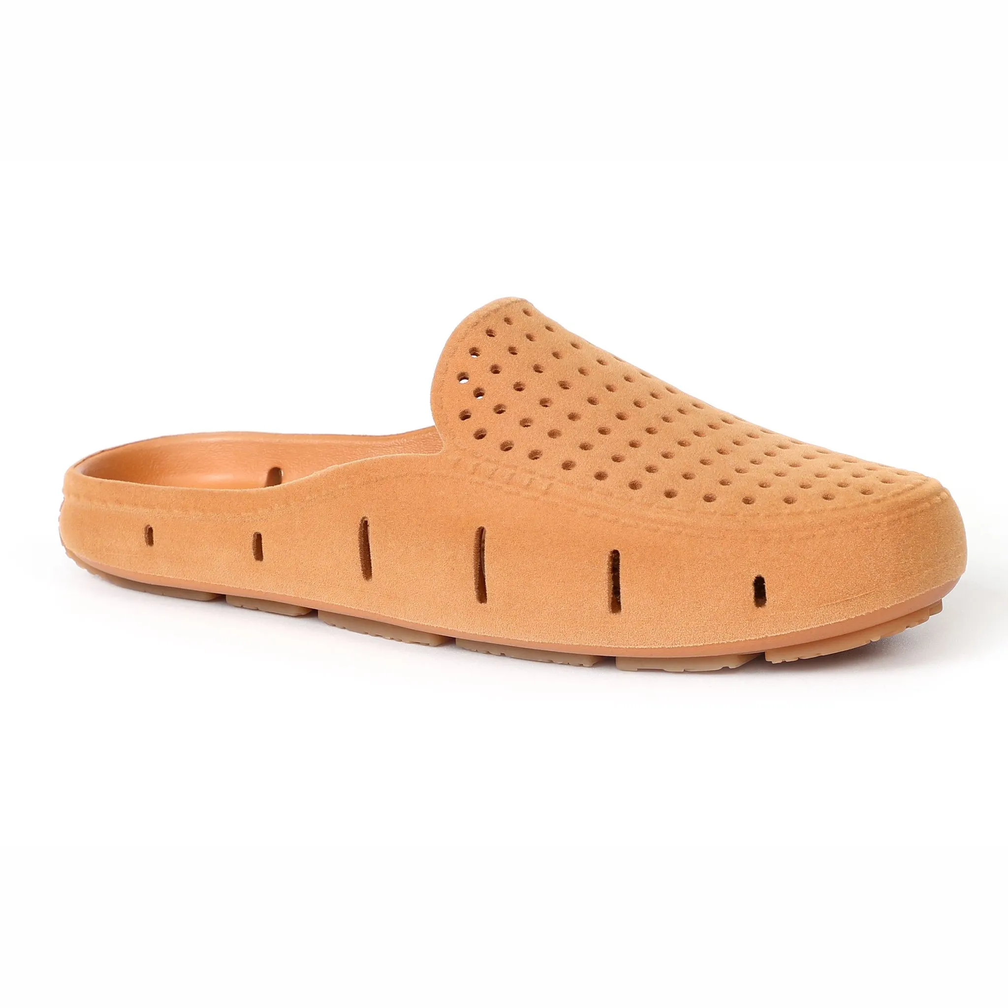 WOMENS COGNAC VEGAN SUEDE SUNSET SLIDE 3.0