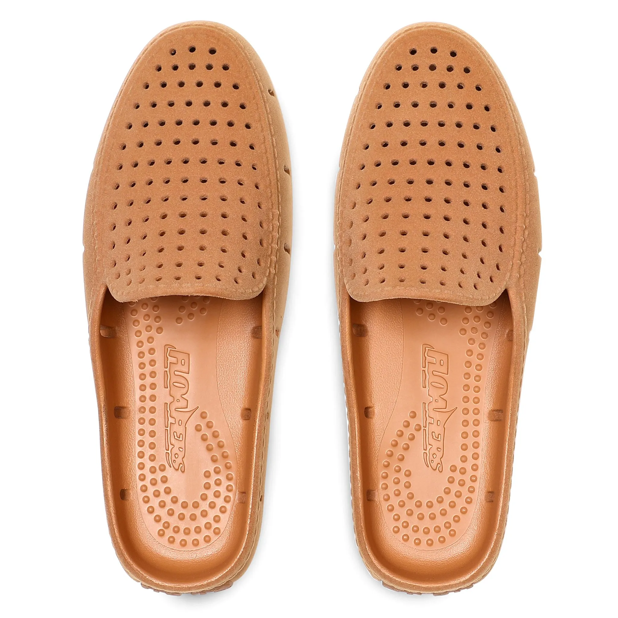 WOMENS COGNAC VEGAN SUEDE SUNSET SLIDE 3.0