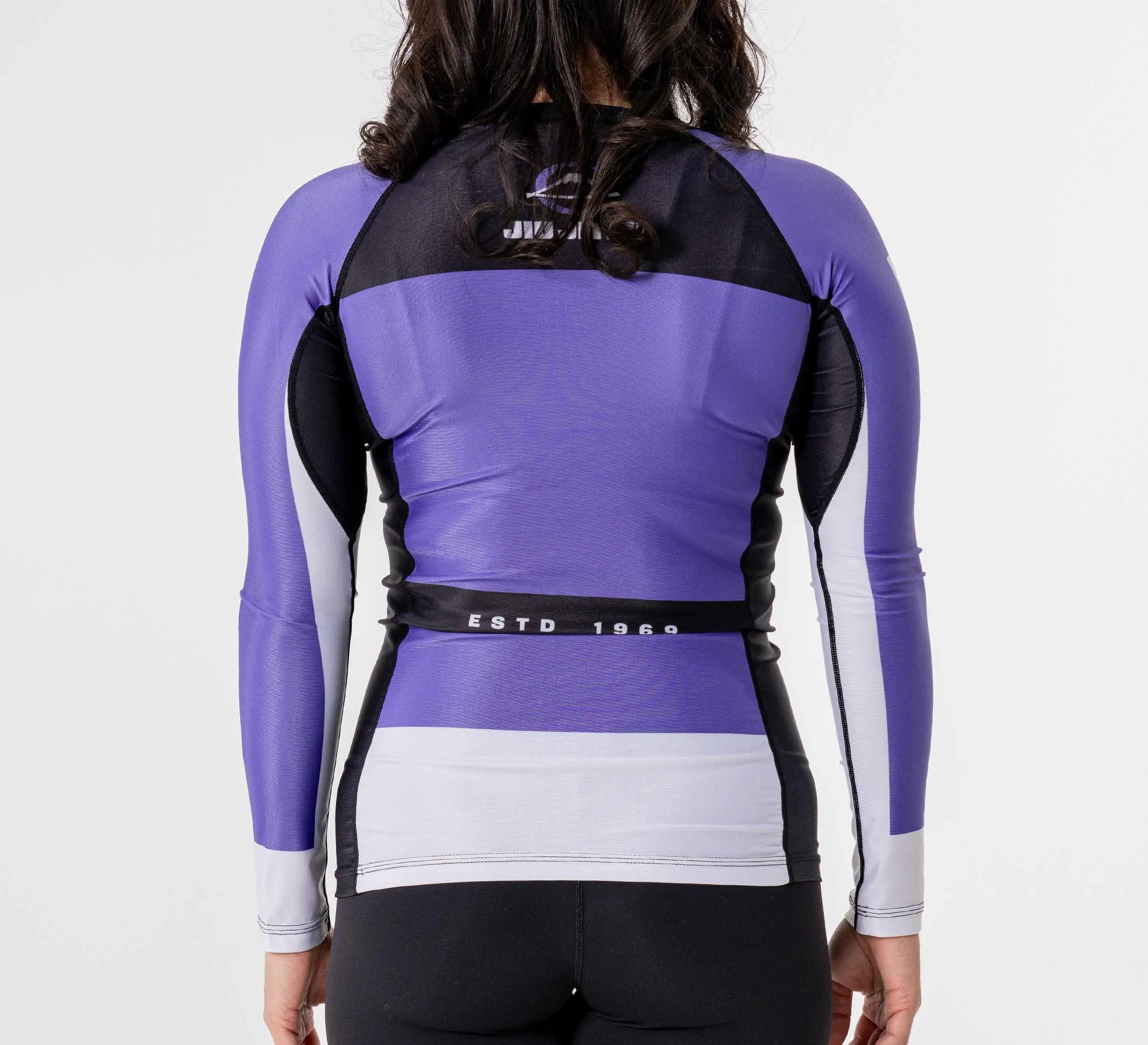 Womens Jiu Jitsu Script Flex Lite Long Sleeve Rashguard Purple