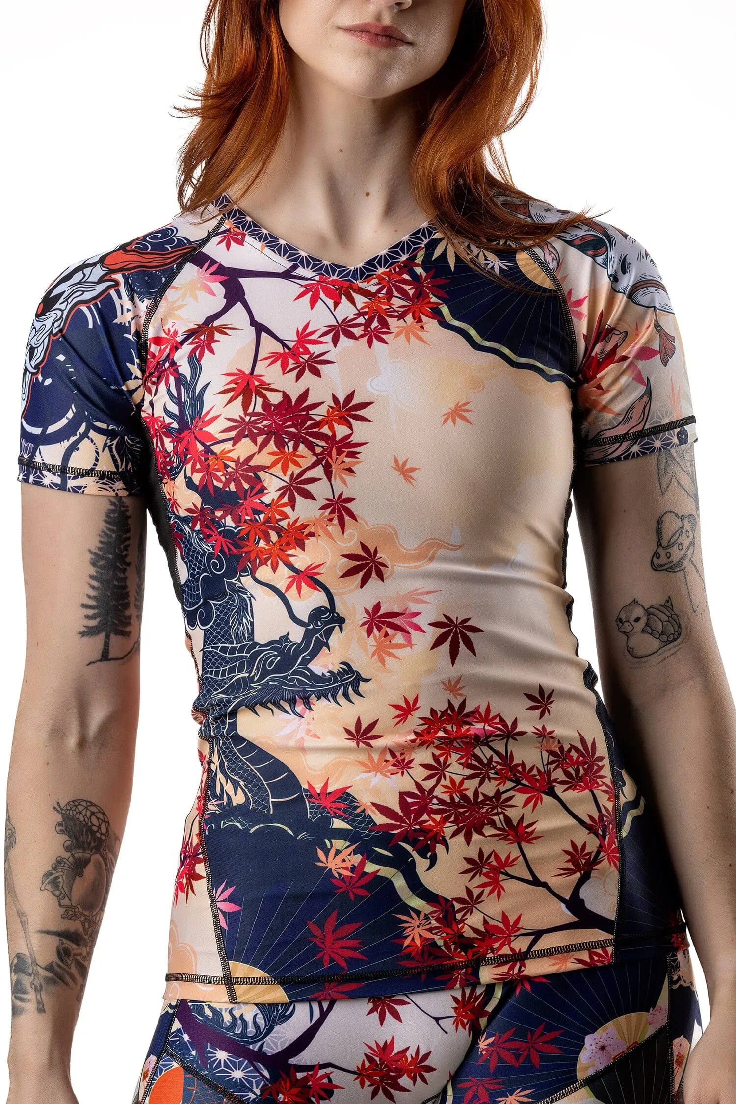 Women's Maple Jiu Jitsu Art Wear Rashguard - Short Sleeve