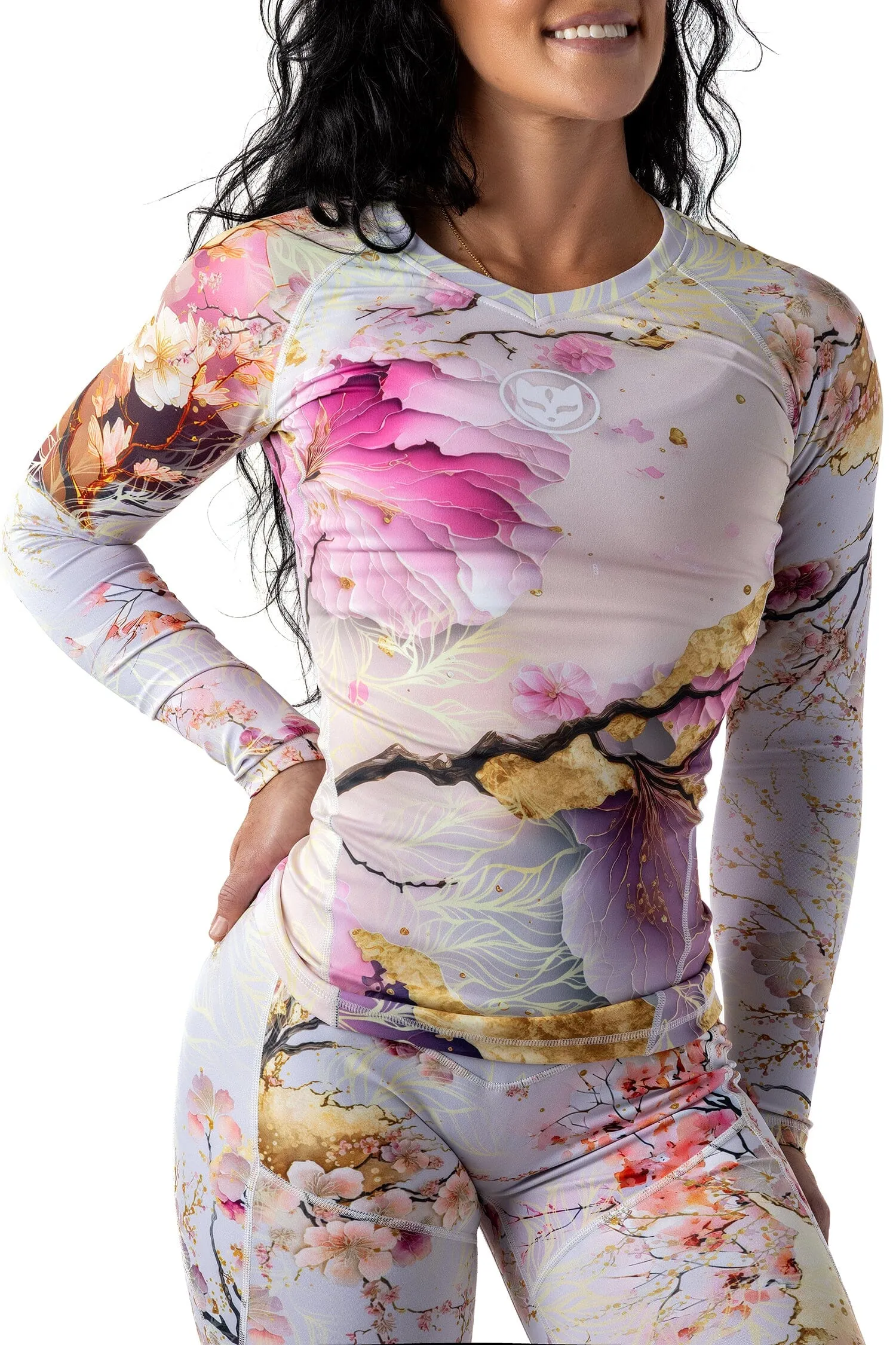 Women's Sakura Jiu Jitsu Art Wear Rashguard - Long Sleeve