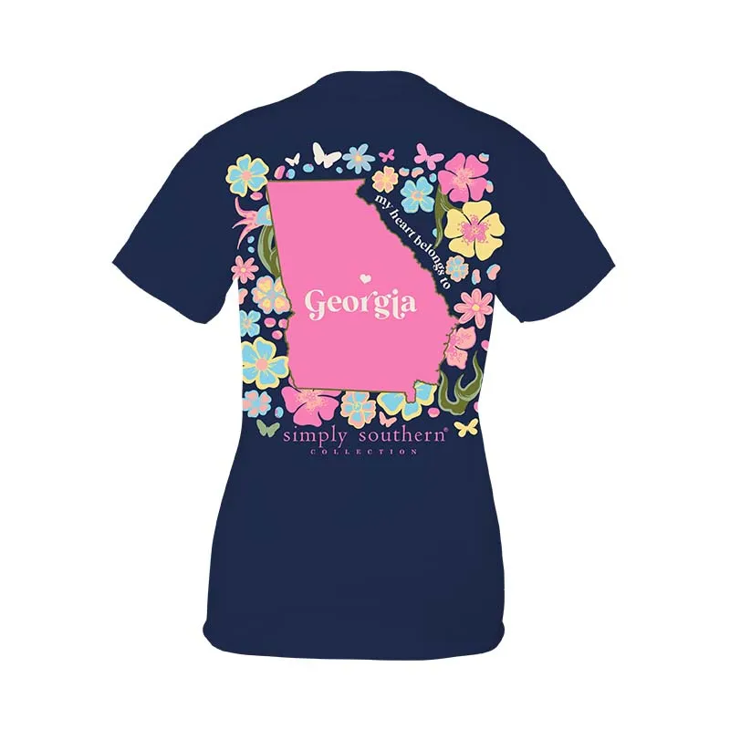 Youth Georgia State Floral Short Sleeve T-Shirt